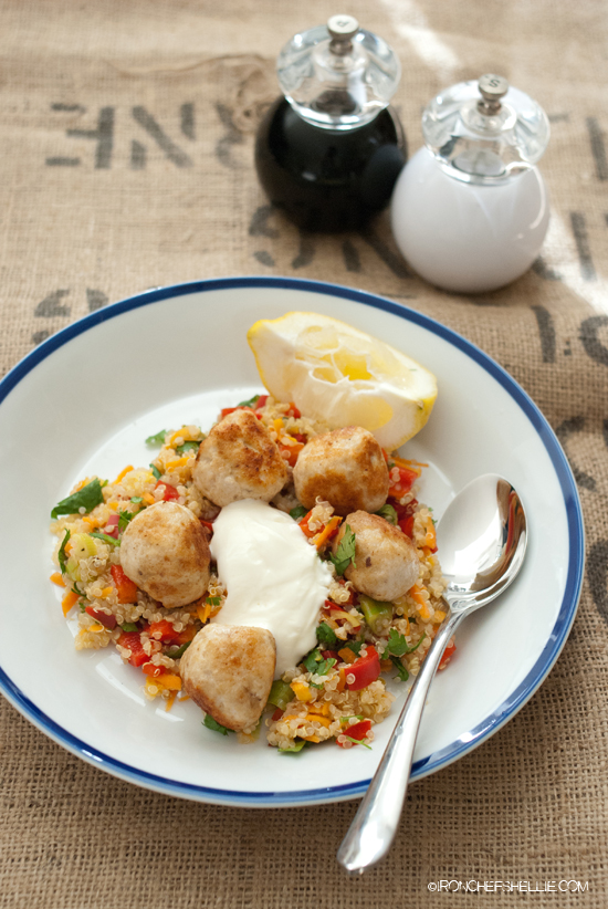 Chicken Meatballs & Vegetable Quinoa Salad « Iron Chef Shellie
