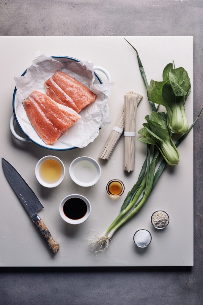 Ingredients for Teriyaki Salmon Soba Noodles