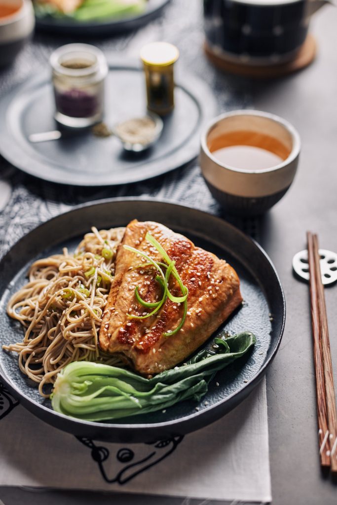 Teriyaki Salmon Soba Noodles