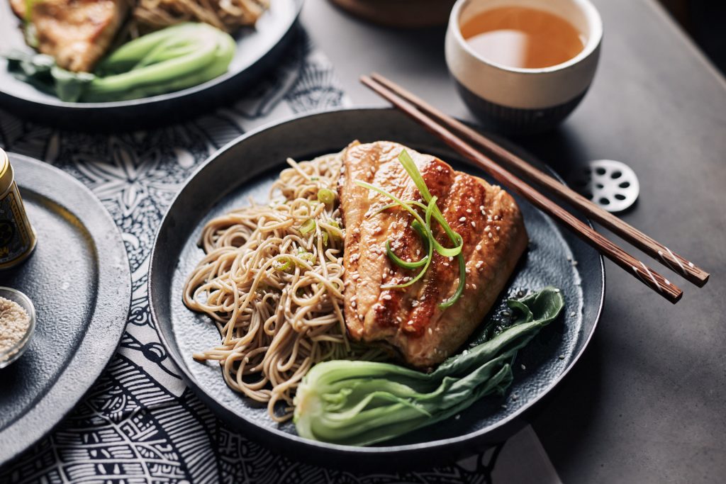 Teriyaki Salmon Soba Noodles