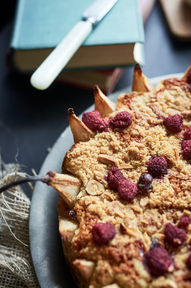 Pear Raspberry Amaretto Cake