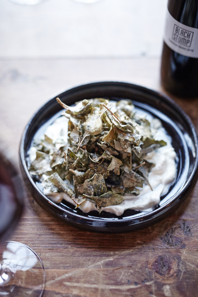 Saltbush with sour cream at Black Stump Bistro